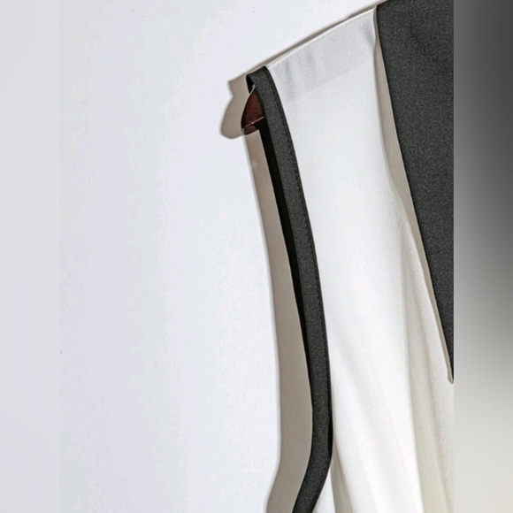 Women's Elegant Commuter Contrast Color Collar Sleeveless Pleated Dress - Picture 2 of 4